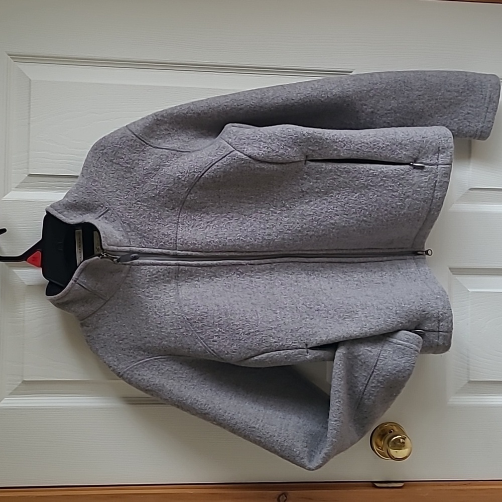 IBEX 100% Wool Mock Neck Full-Zip Women's Jacket Grey - Boiled Wool - Size  L